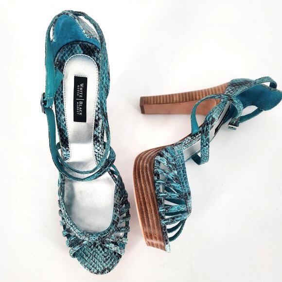 White House Black Market Emilia Teal Snakeskin Platform Sandals Women's Size 10M - Picture 12 of 12